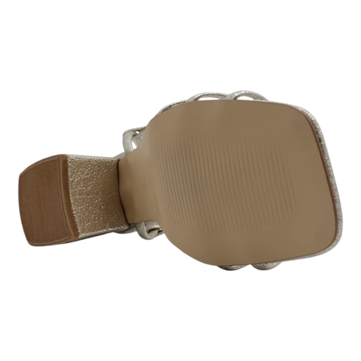 Foto 6 pulgar | Sandalia Con Tacón Exterior Piel Vegana Color Oro Para Mujer De Rbcollection
