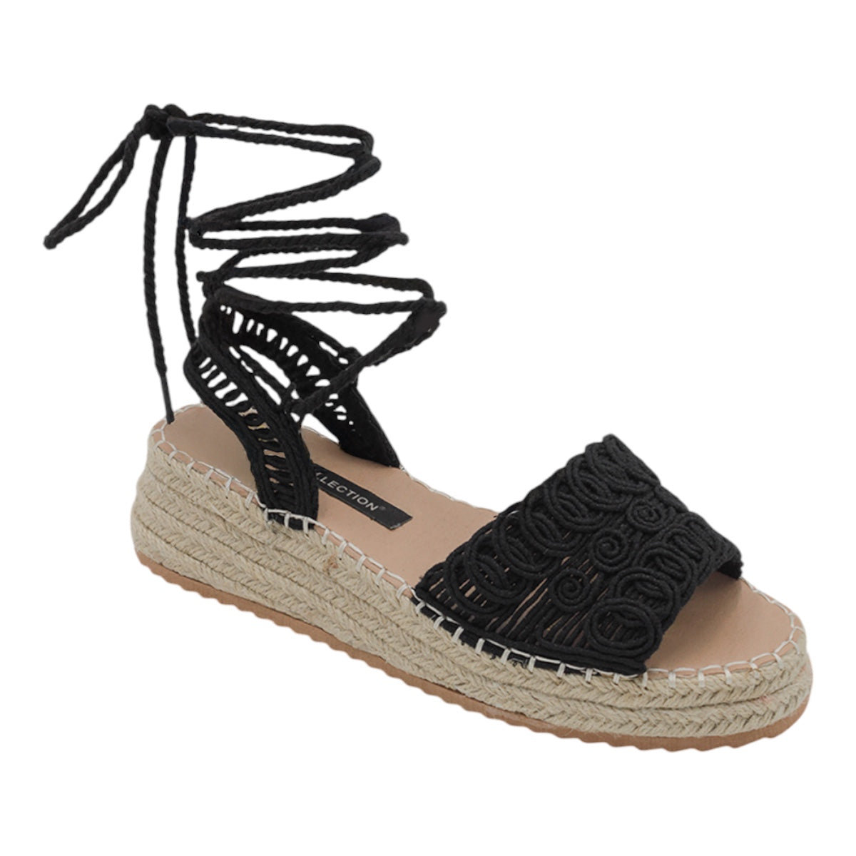 Foto 1 | Sandalias Con Plataforma Exterior Textil Color Negro Para Mujer De Rbcollection