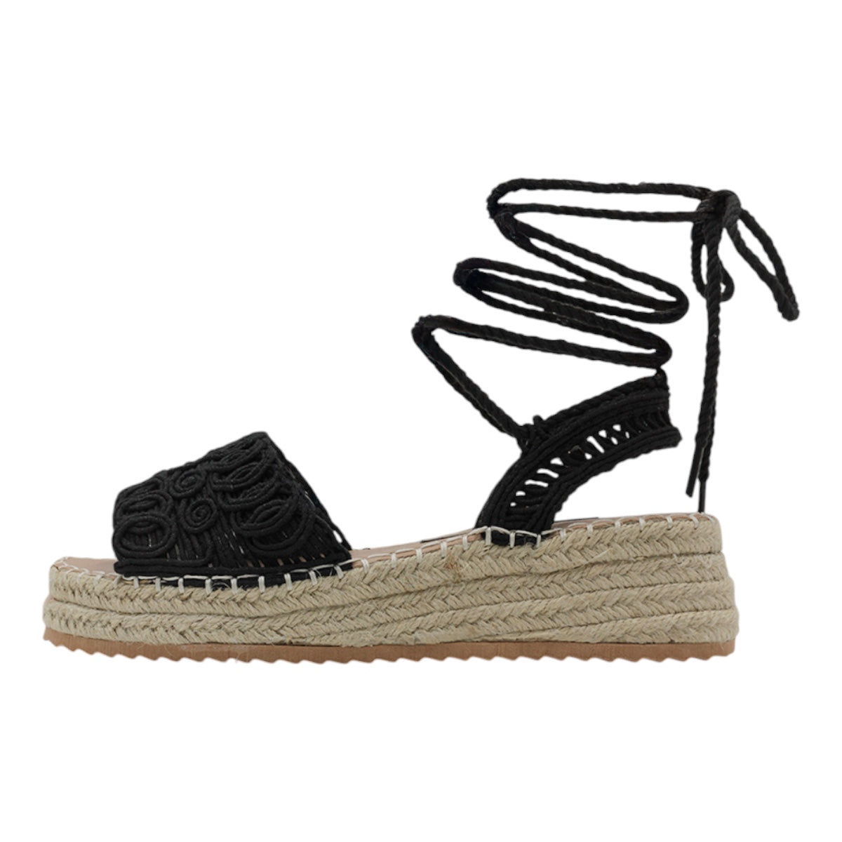 Foto 3 | Sandalias Con Plataforma Exterior Textil Color Negro Para Mujer De Rbcollection