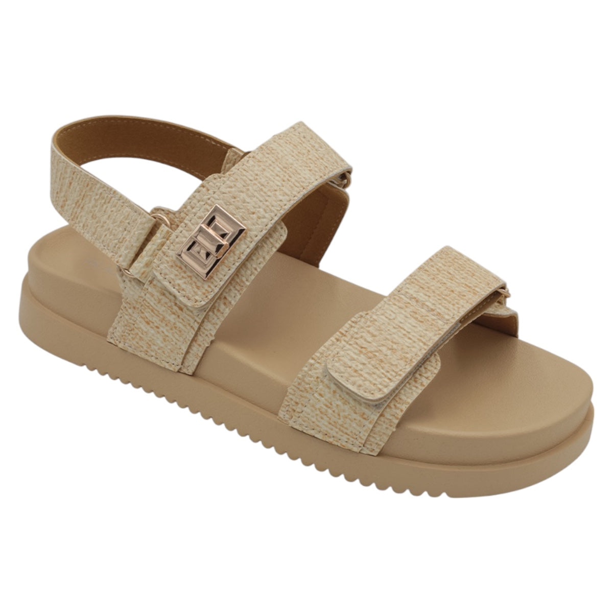 Foto 2 pulgar | Sandalias Con Plataforma Exterior Textil Color Beige  Para Mujer De Rbbasics