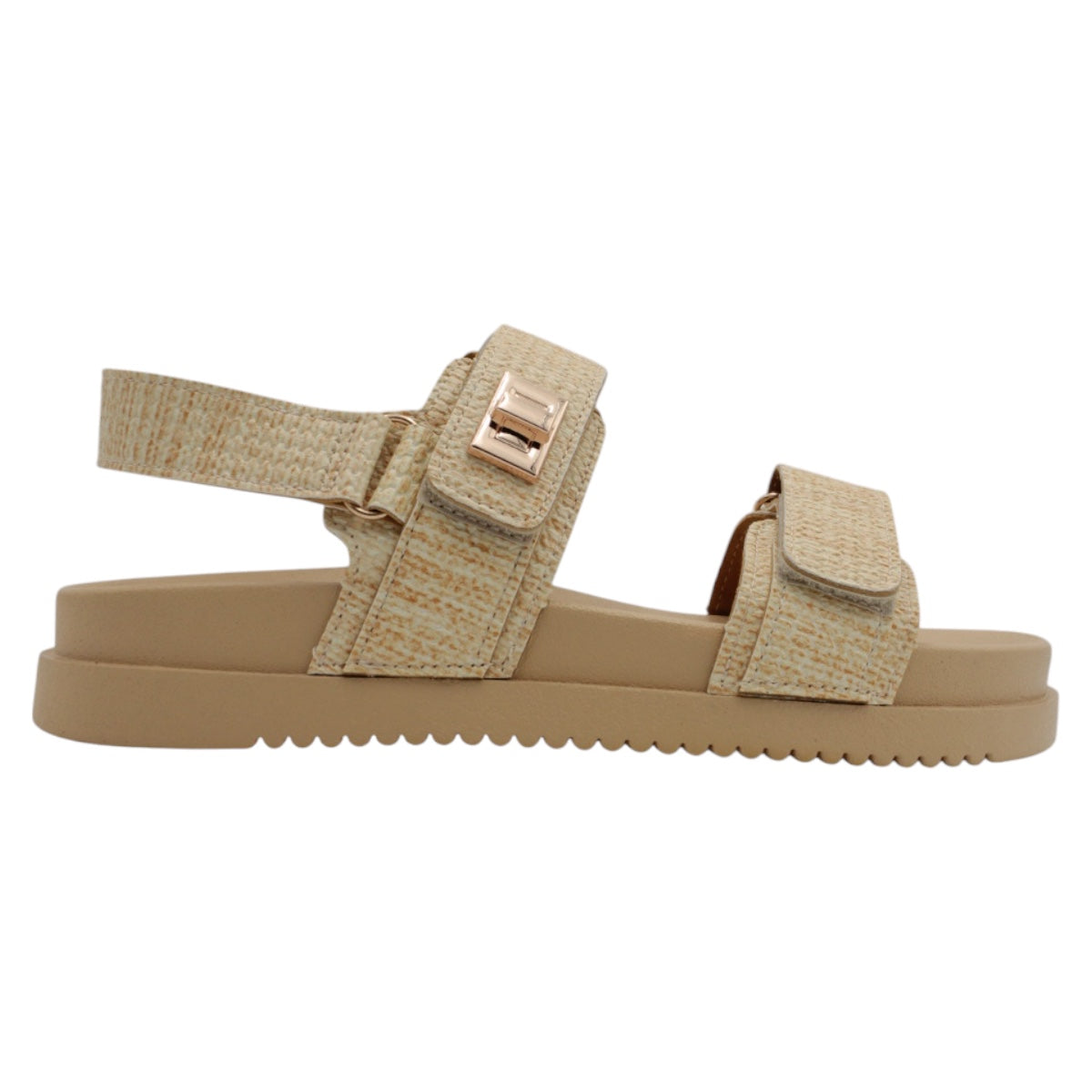 Foto 2 | Sandalias Con Plataforma Exterior Textil Color Beige  Para Mujer De Rbbasics