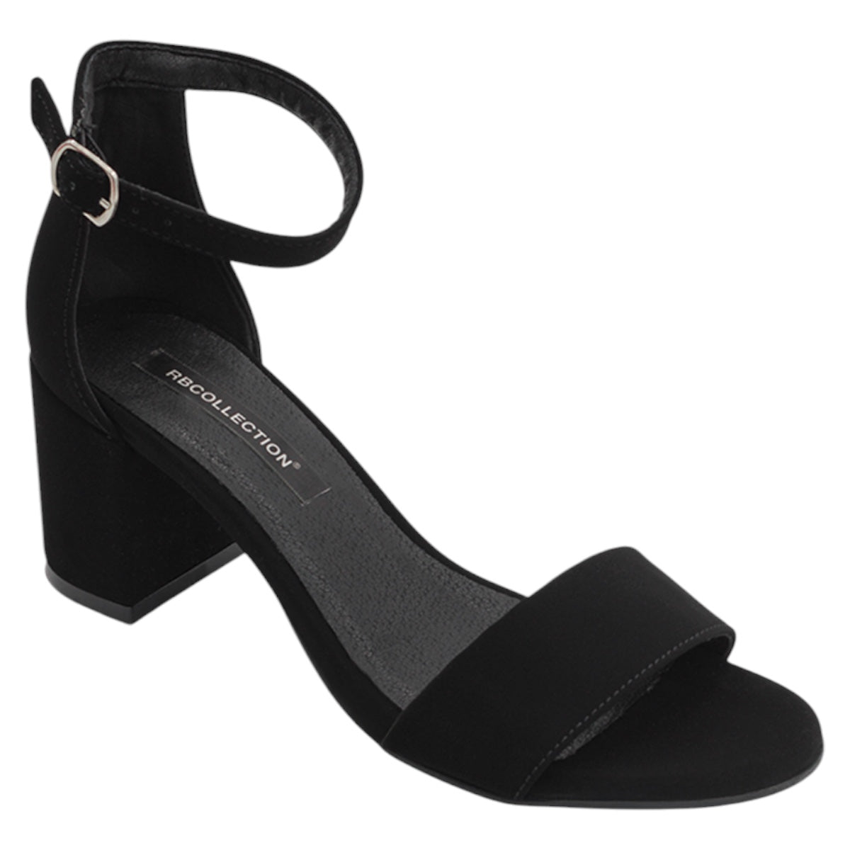 Foto 1 | Sandalia Con Tacón Exterior Gamuza Color Negro Para Mujer De Rbcollection