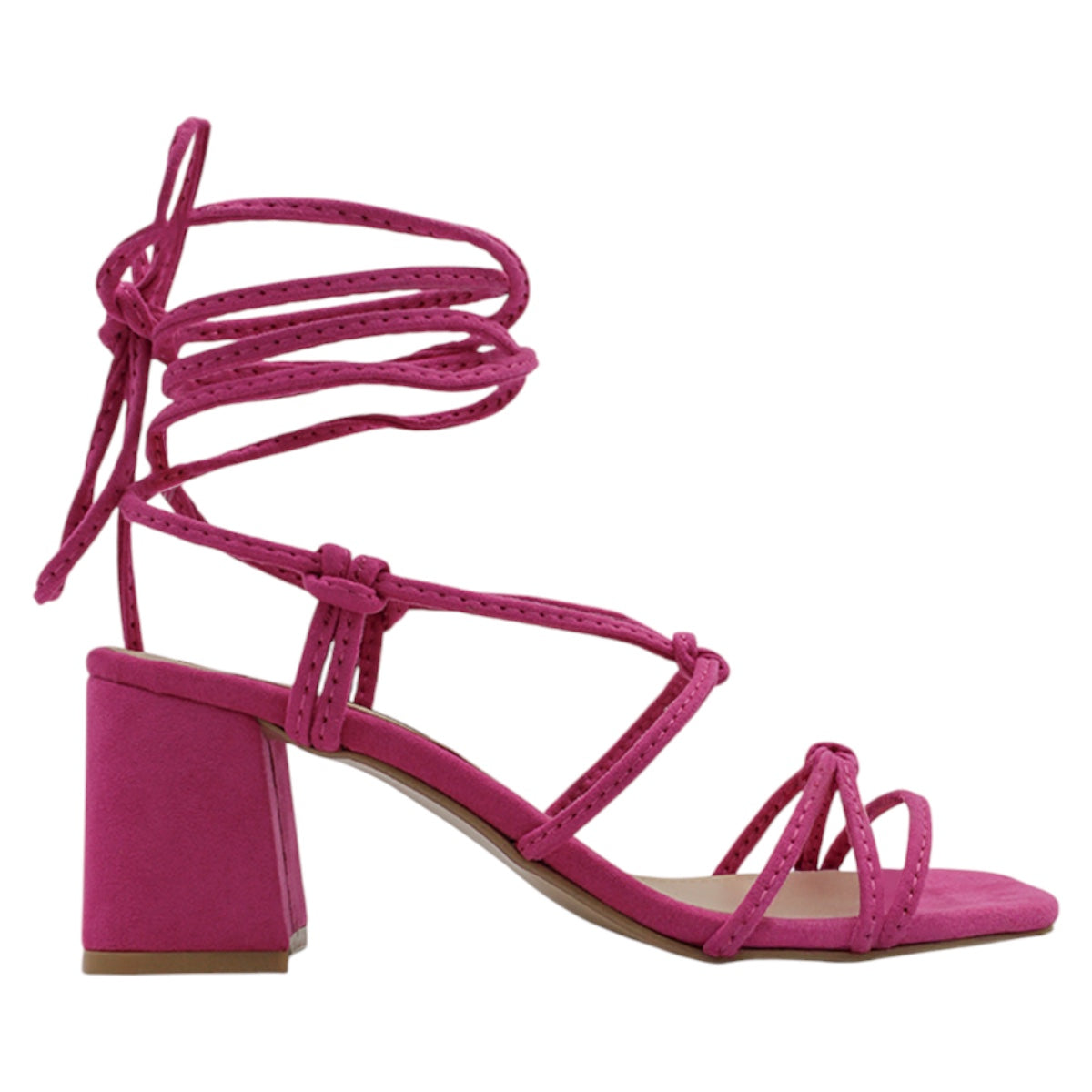 Foto 2 | Sandalia Con Tacón Exterior Textil Color Rosa Para Mujer De Rbcollection