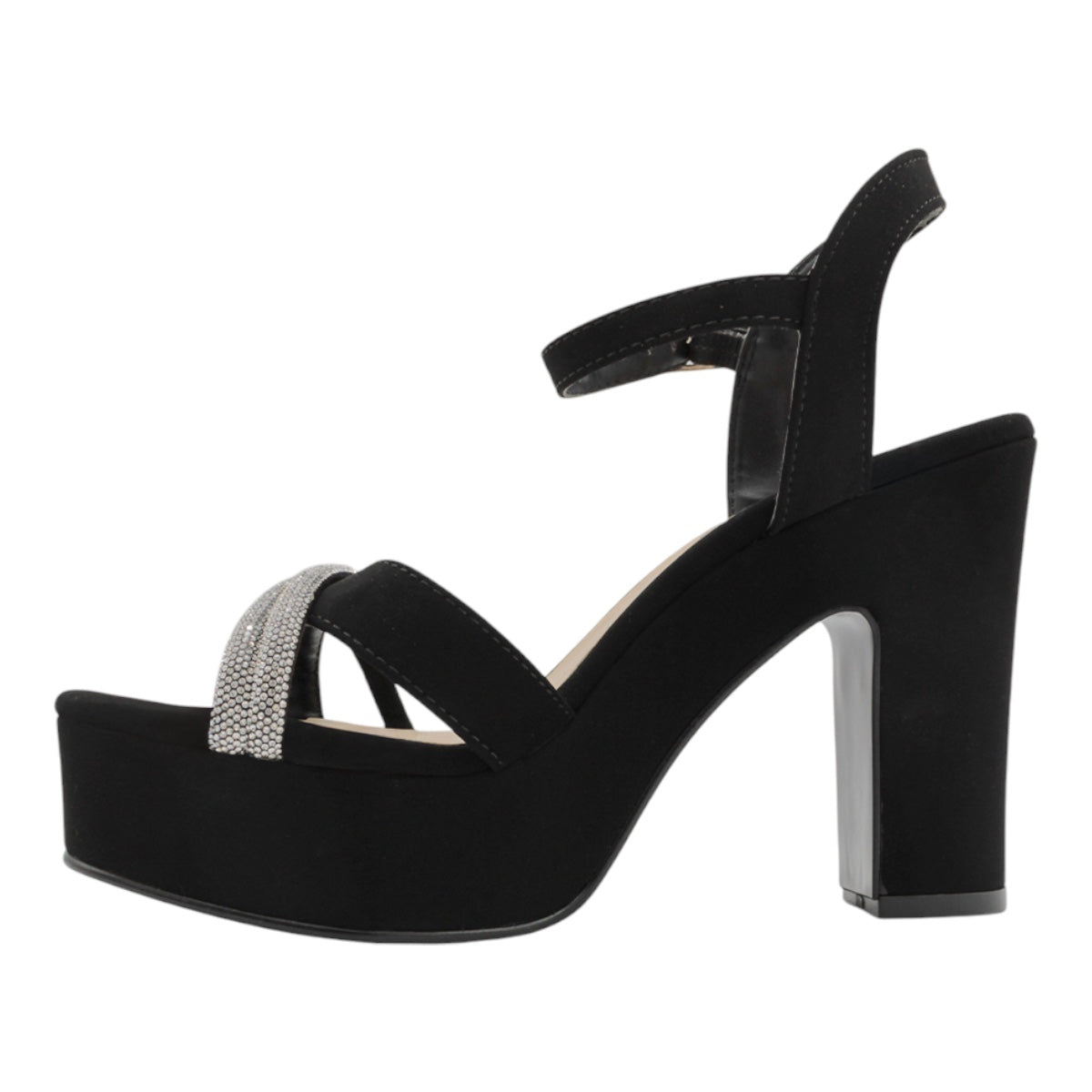 Foto 5 pulgar | Sandalia Con Tacón Exterior Textil Color Negro Para Mujer De Rbcollection