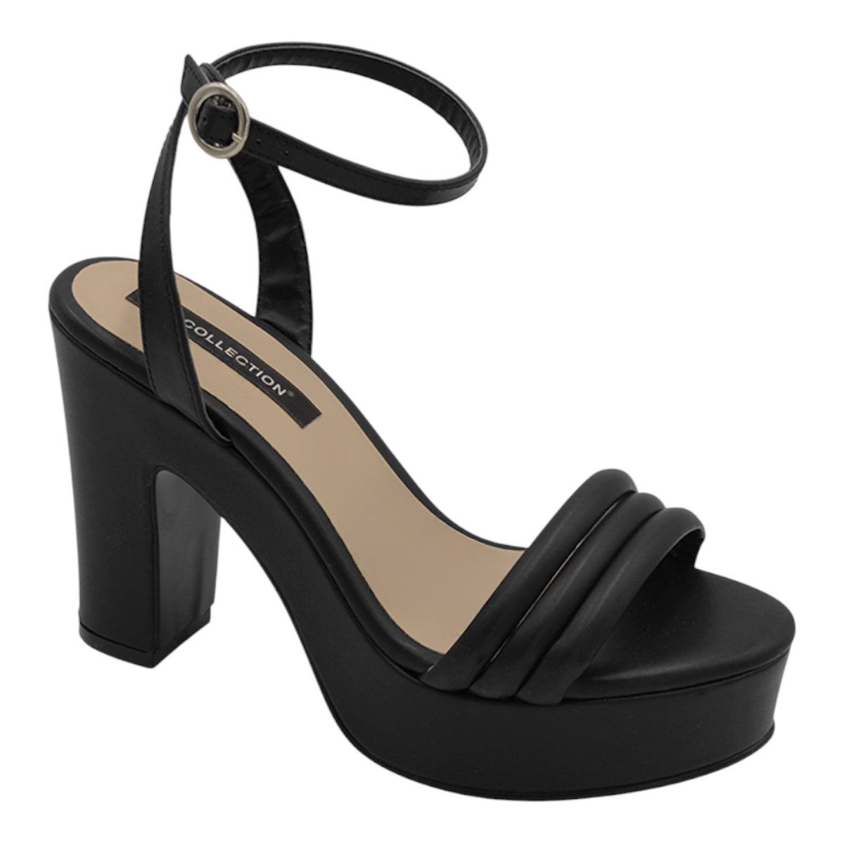 Foto 2 pulgar | Sandalia Con Tacón Exterior Piel Vegana Color Negro Para Mujer De Rbcollection