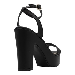 Foto 3 | Sandalia Con Tacón Exterior Piel Vegana Color Negro Para Mujer De Rbcollection