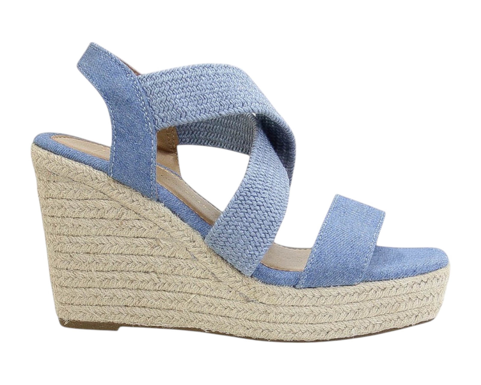 Foto 3 pulgar | Sandalia Cuña Para Mujer Lob Footwear Textil Azul 93005013