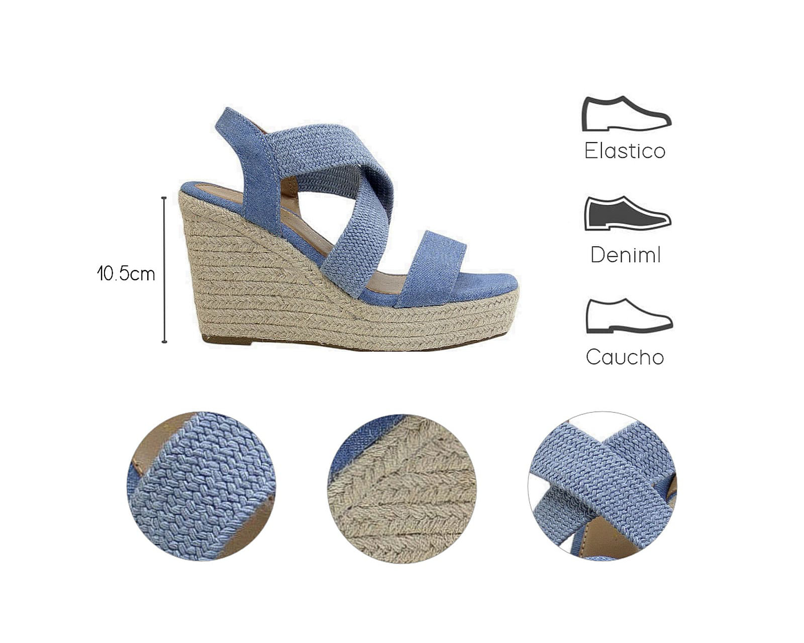 Foto 7 | Sandalia Cuña Para Mujer Lob Footwear Textil Azul 93005013