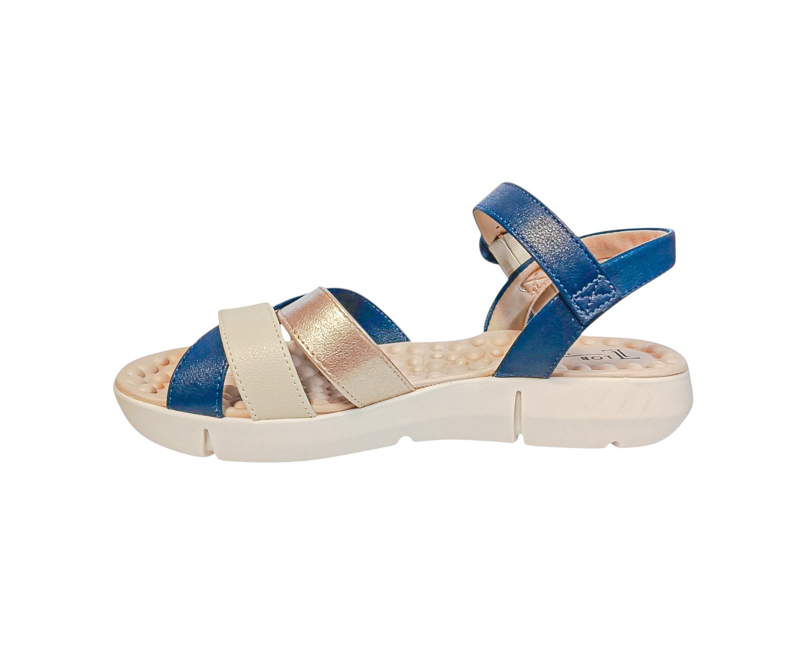 Foto 6 pulgar | Sandalia Cuña Para Mujer Lob Footwear Floather/met London Azul 86805073