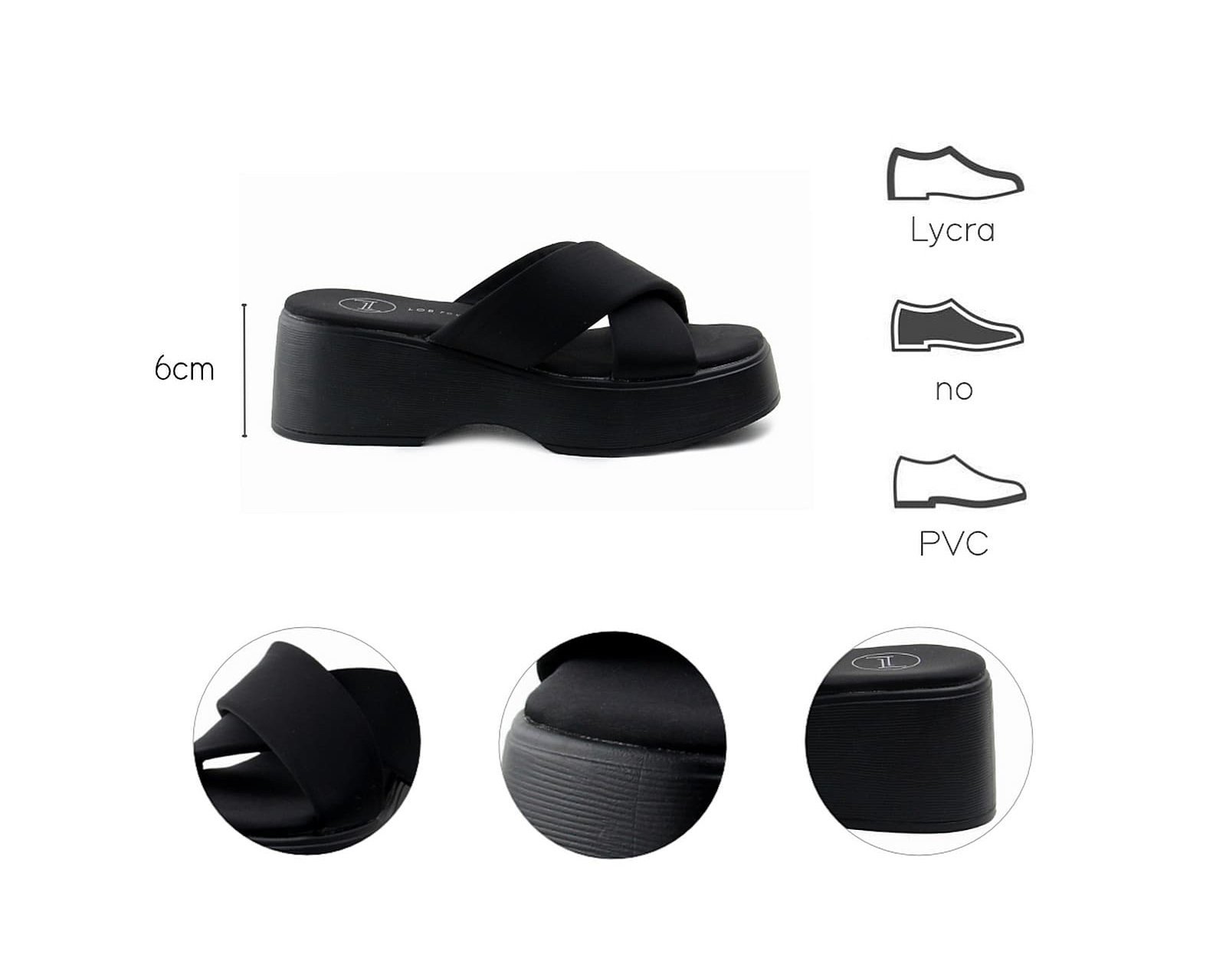 Foto 8 pulgar | Sandalia Cuña Para Mujer Lob Footwear Lickra Negro 90605043