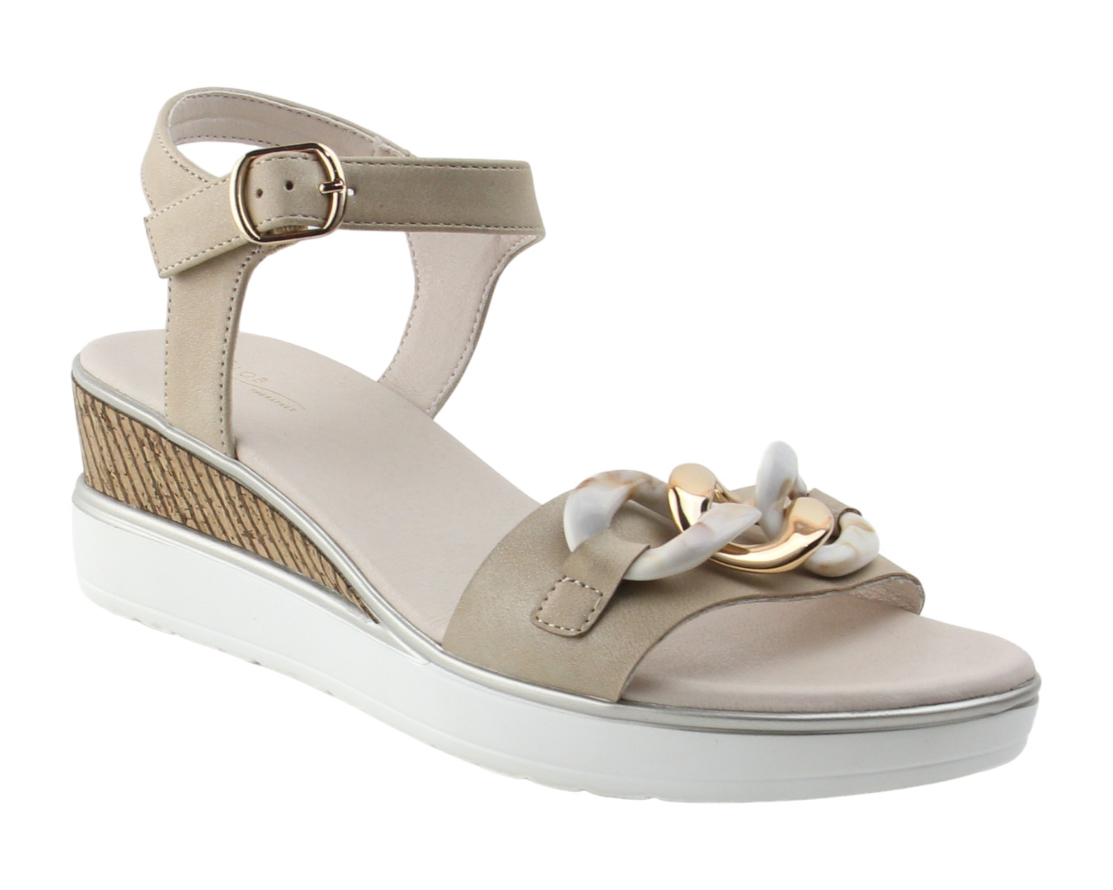 Sandalia Cuña Para Mujer Lob Footwear Pu Beige 57705018