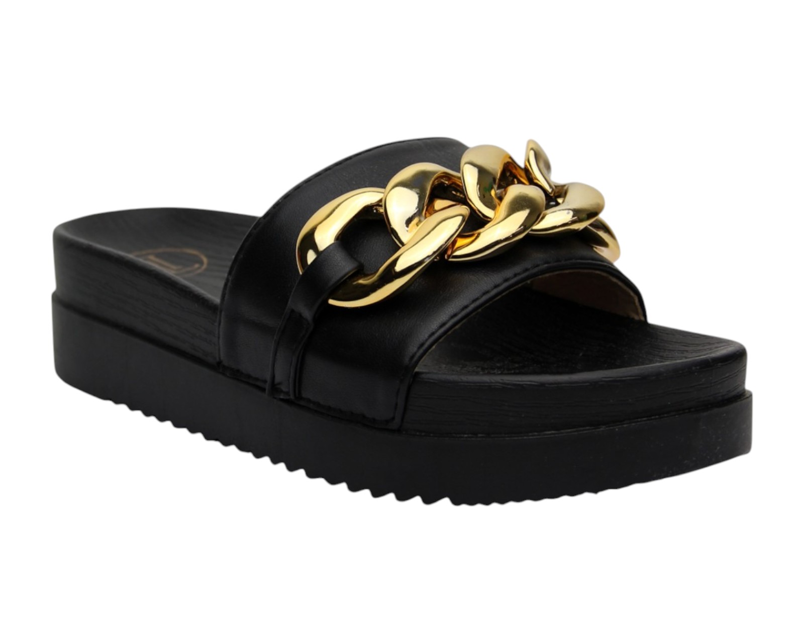 Foto 2 pulgar | Sandalia Cuña Para Mujer Lob Footwear Pu Negro 52205466