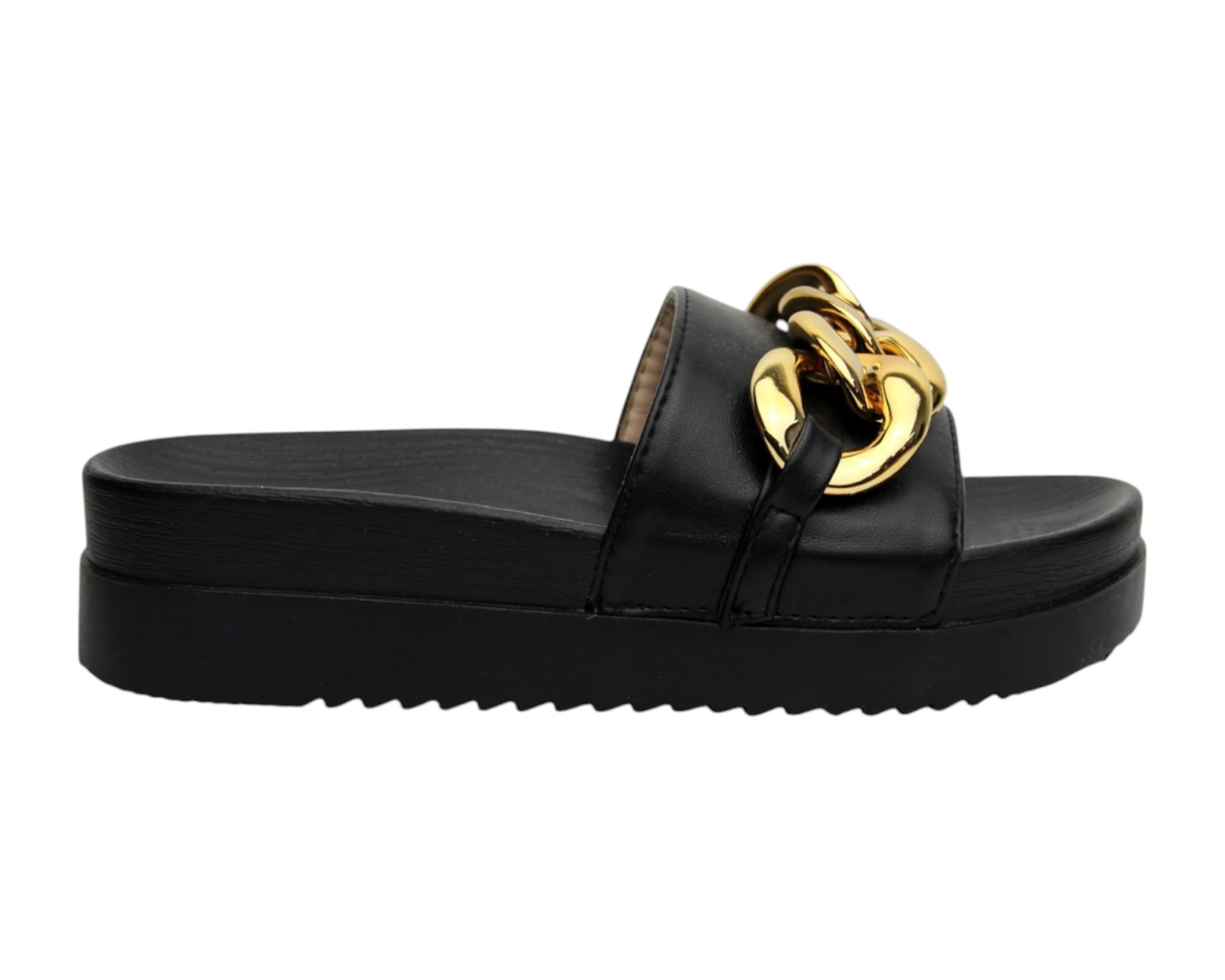 Foto 3 pulgar | Sandalia Cuña Para Mujer Lob Footwear Pu Negro 52205466