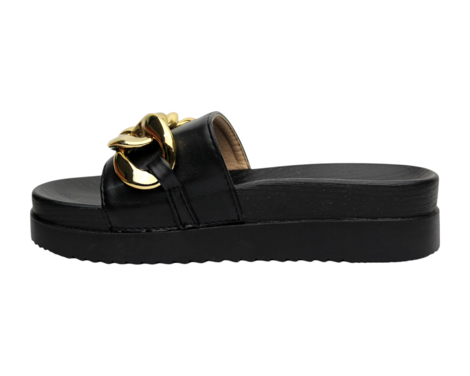 Foto 6 pulgar | Sandalia Cuña Para Mujer Lob Footwear Pu Negro 52205466