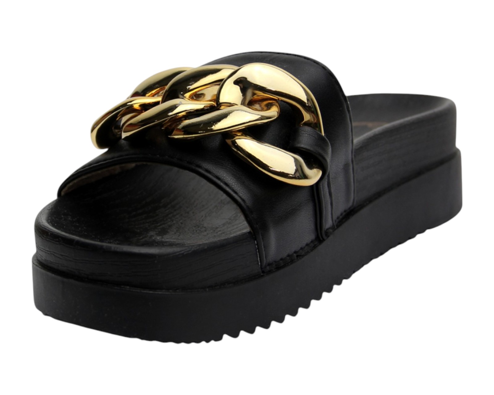 Foto 7 pulgar | Sandalia Cuña Para Mujer Lob Footwear Pu Negro 52205466