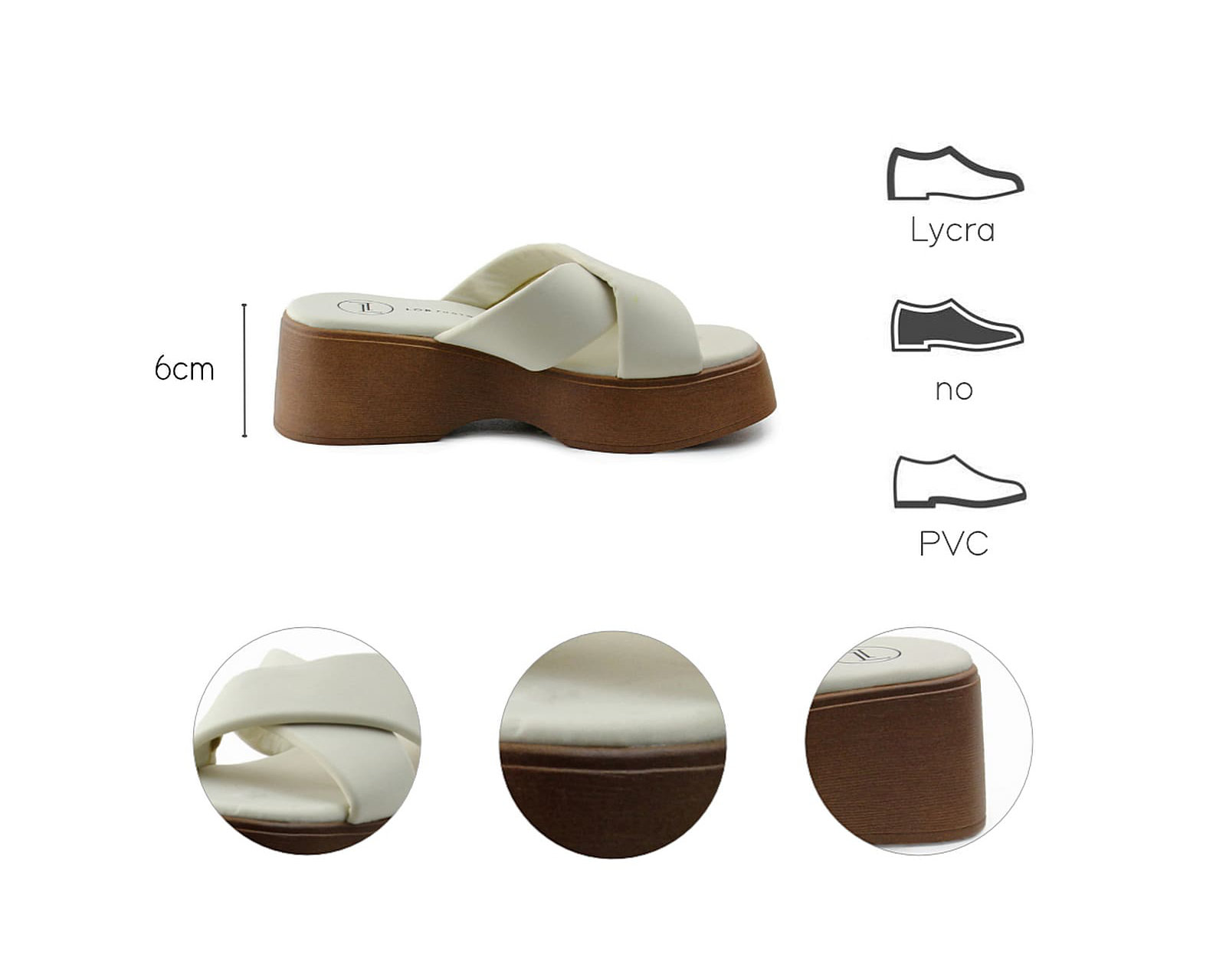 Foto 8 pulgar | Sandalia Cuña Para Mujer Lob Footwear Lickra Beige 90605042