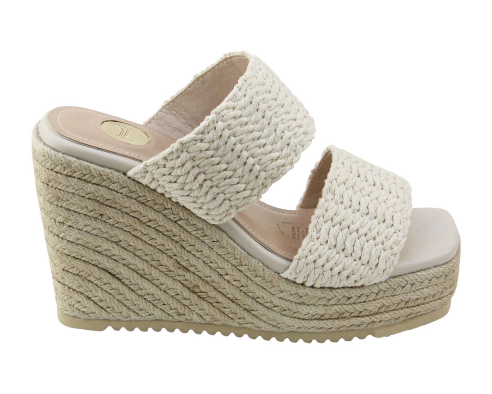 Foto 2 pulgar | Sandalia Cuña Para Mujer Lob Footwear Textile Beige 92005028