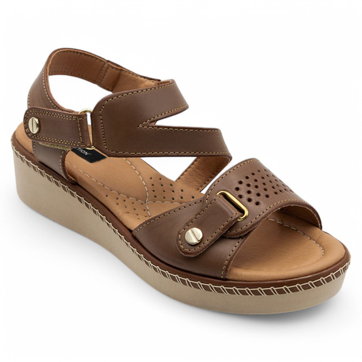 Foto 3 pulgar | Sandalias Con Plataforma Exterior Piel Vegana Color Café Para Mujer De Rbcollection