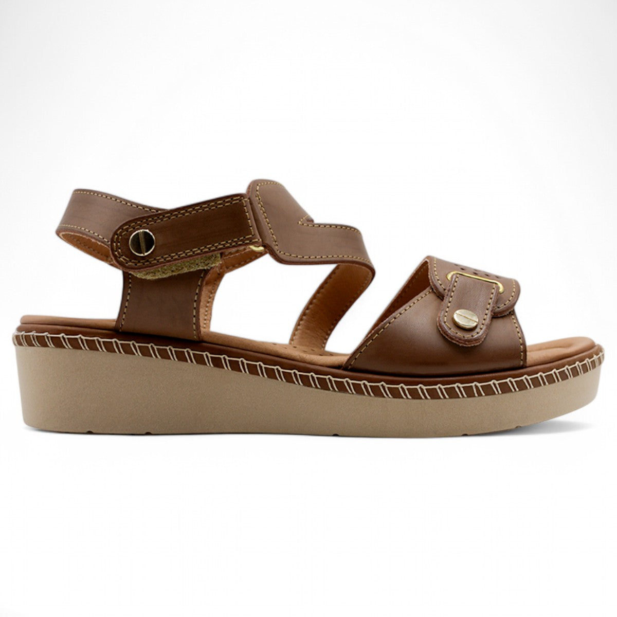 Foto 4 pulgar | Sandalias Con Plataforma Exterior Piel Vegana Color Café Para Mujer De Rbcollection