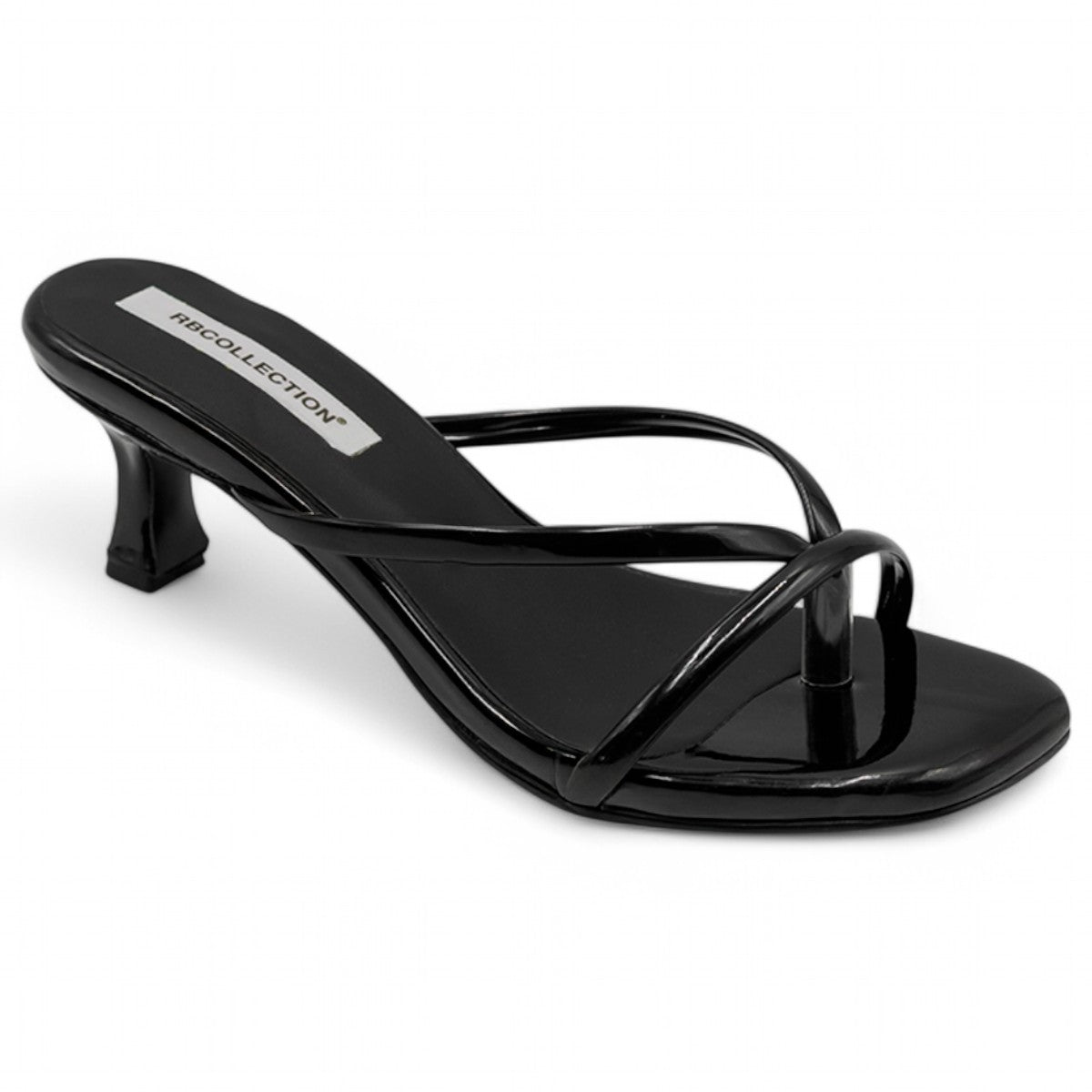 Foto 2 | Sandalia Con Tacón Exterior Charol Color Negro Para Mujer De Rbcollection