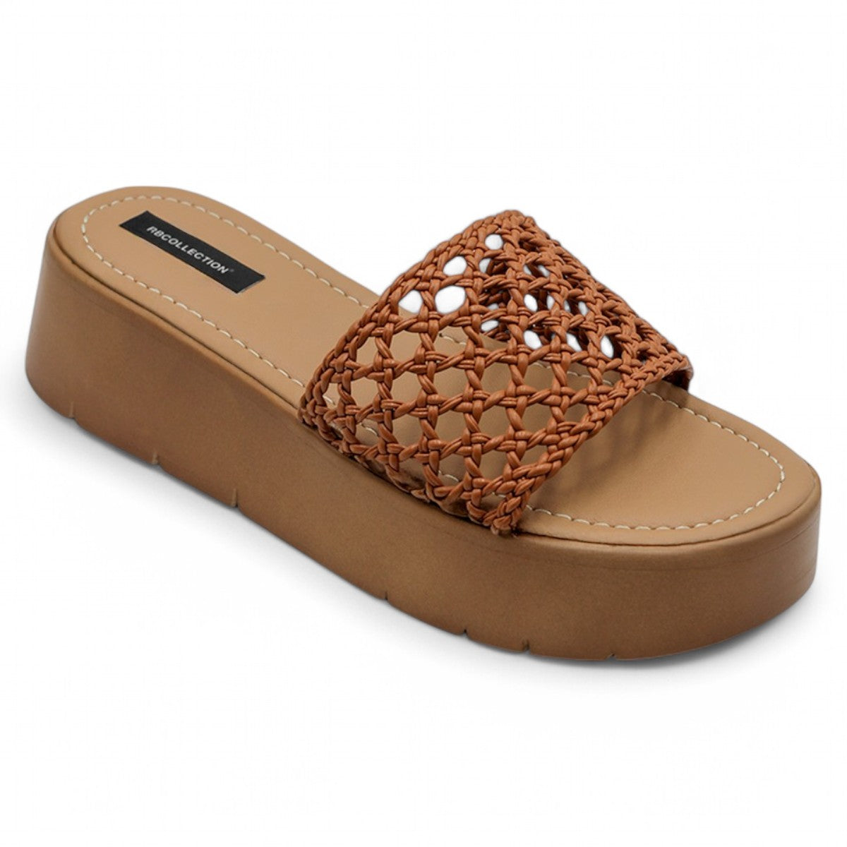 Foto 2 | Sandalias Con Plataforma Exterior Piel Vegana Color Café Para Mujer De Rbcollection