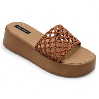 Foto 2 | Sandalias Con Plataforma Exterior Piel Vegana Color Café Para Mujer De Rbcollection