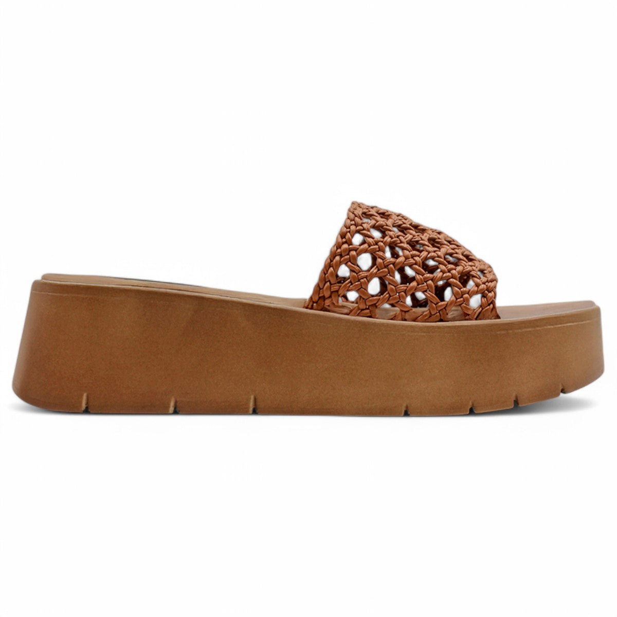 Foto 4 pulgar | Sandalias Con Plataforma Exterior Piel Vegana Color Café Para Mujer De Rbcollection
