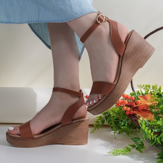 Foto 1 | Sandalias Con Plataforma Exterior Piel Vegana Color Café Para Mujer De Rbcollection