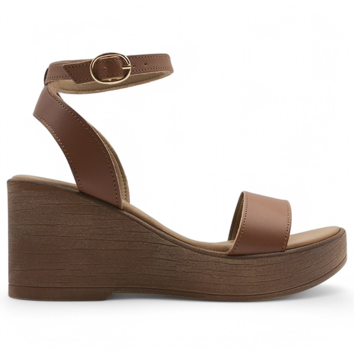 Foto 4 pulgar | Sandalias Con Plataforma Exterior Piel Vegana Color Café Para Mujer De Rbcollection