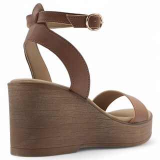 Foto 4 | Sandalias Con Plataforma Exterior Piel Vegana Color Café Para Mujer De Rbcollection