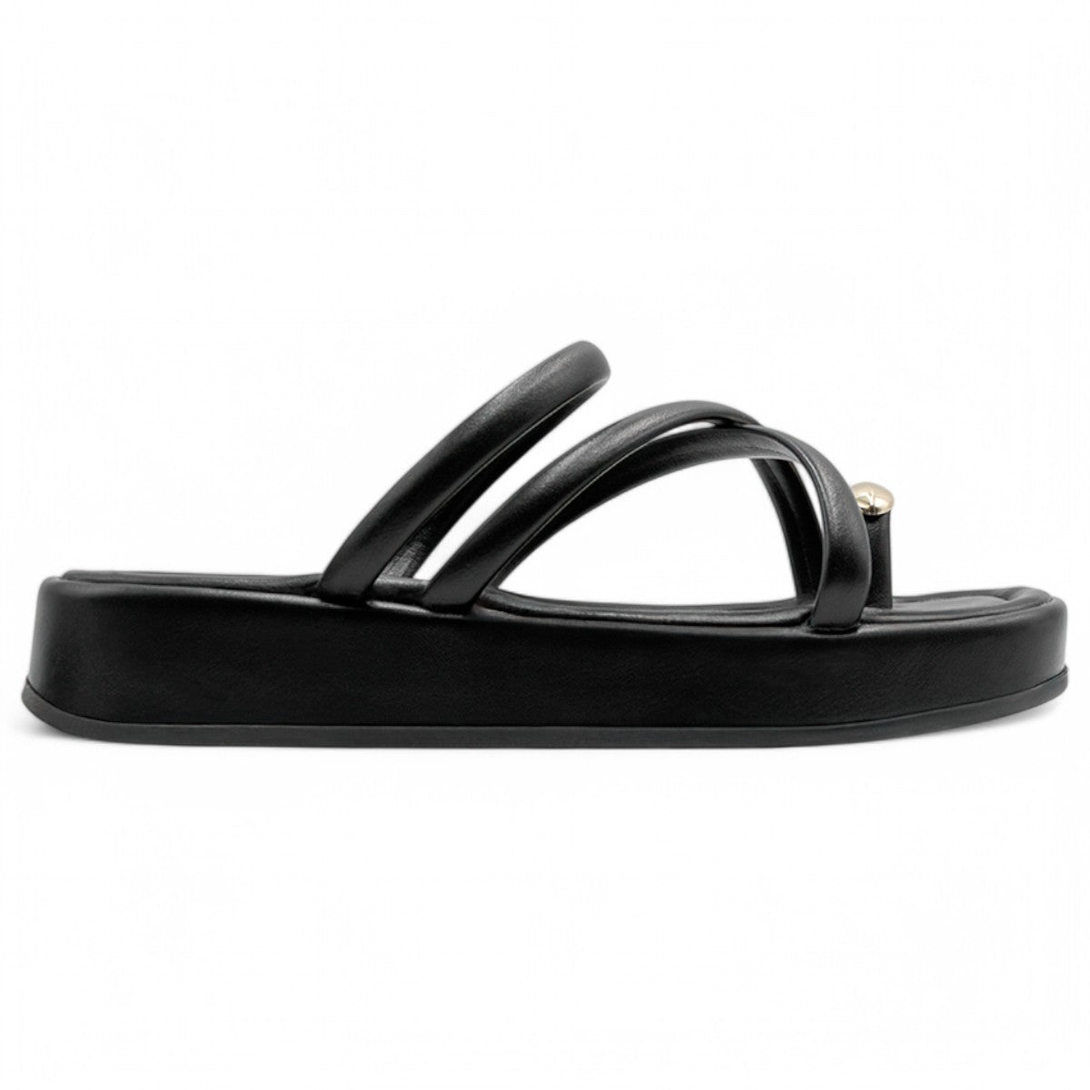 Foto 4 pulgar | Sandalias Con Plataforma Exterior Piel Vegana Color Negro Para Mujer De Rbbasics