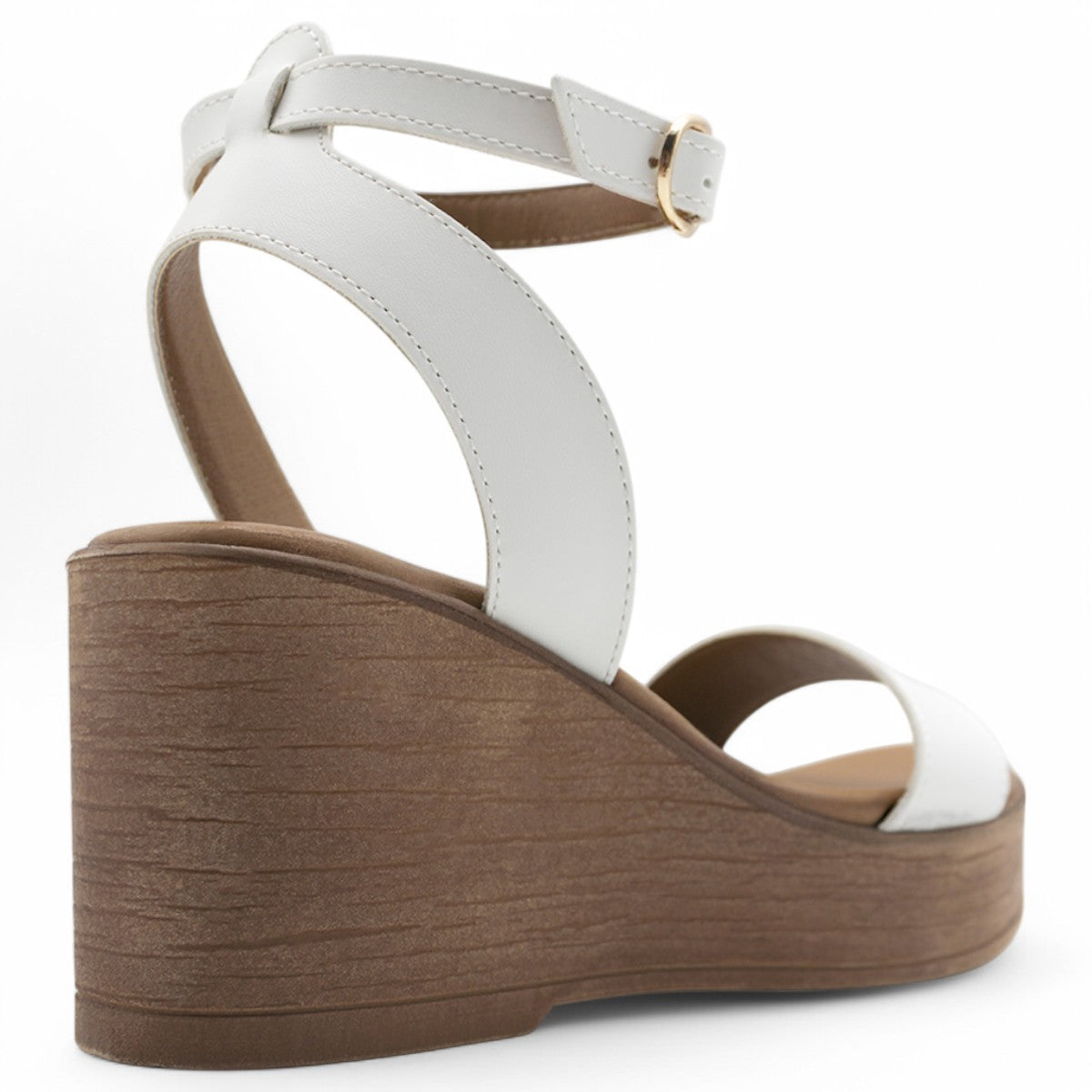 Foto 5 pulgar | Sandalias Con Plataforma Exterior Piel Vegana Color Blanco Para Mujer De Rbcollection