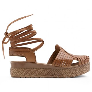 Foto 3 | Sandalias Con Plataforma Exterior Piel Color Café Para Mujer De Rbcollection