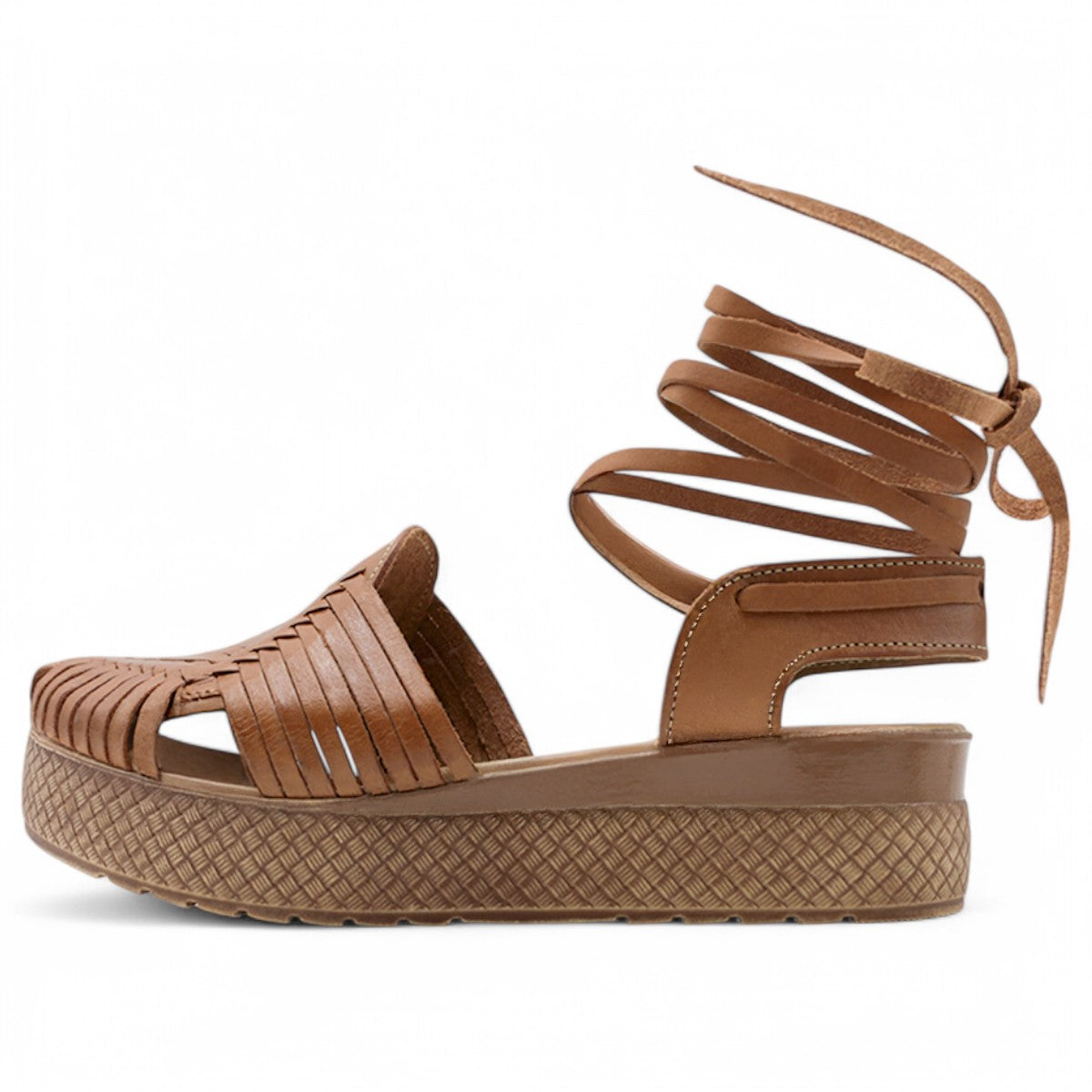 Foto 5 pulgar | Sandalias Con Plataforma Exterior Piel Color Café Para Mujer De Rbcollection