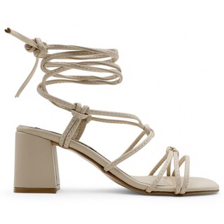 Foto 3 | Sandalia Con Tacón Exterior Piel Vegana Color Beige Para Mujer De Rbcollection