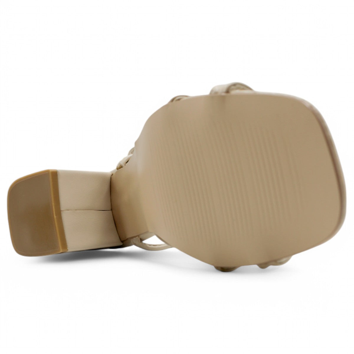 Foto 5 | Sandalia Con Tacón Exterior Piel Vegana Color Beige  Para Mujer De Rbcollection