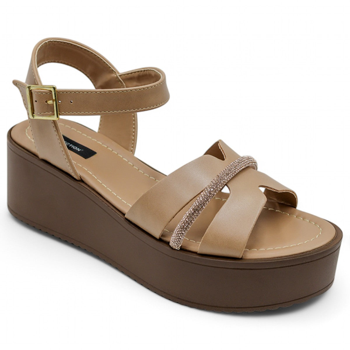 Foto 3 pulgar | Sandalias Con Plataforma Exterior Piel Vegana Color Beige  Para Mujer De Rbcollection