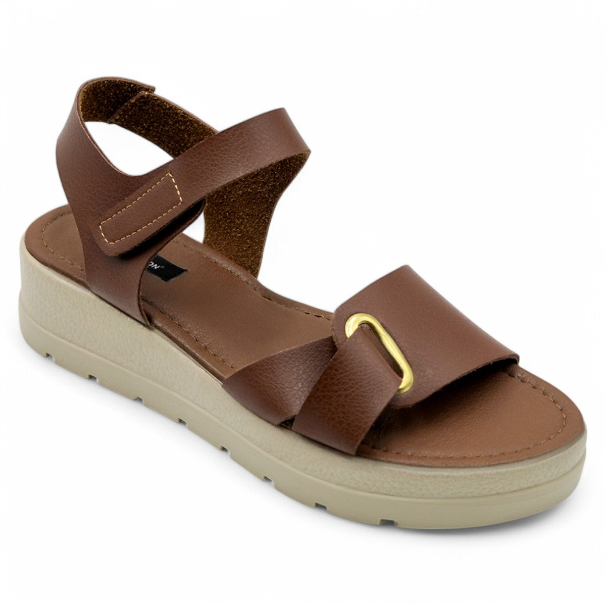 Foto 3 pulgar | Sandalias Con Plataforma Exterior Piel Vegana Color Café Para Mujer De Rbcollection