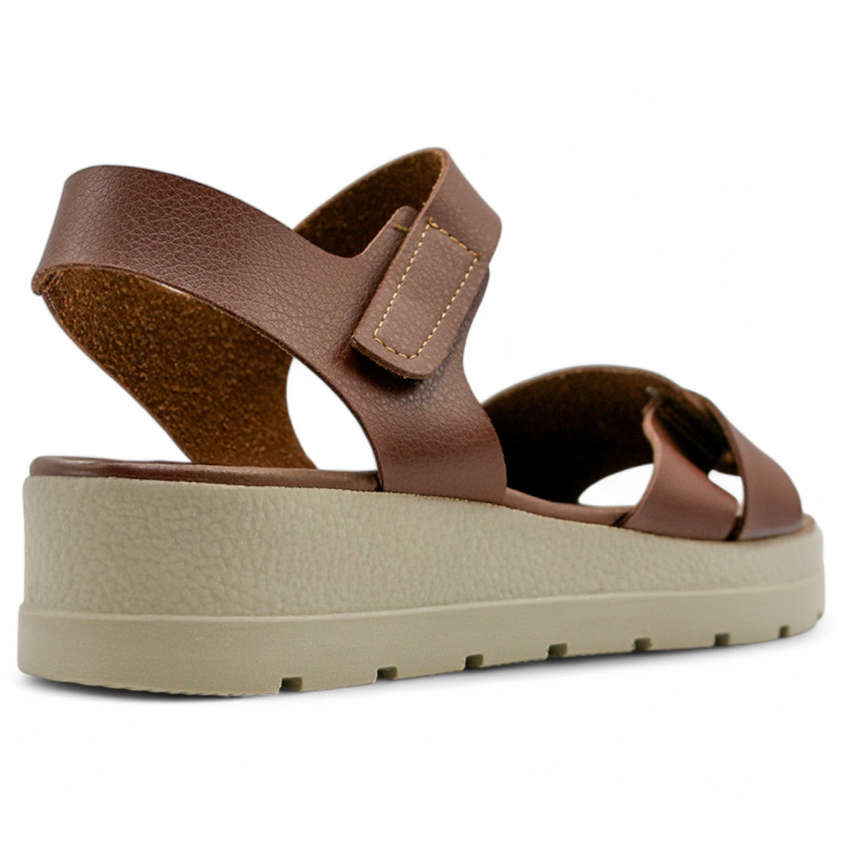 Foto 5 pulgar | Sandalias Con Plataforma Exterior Piel Vegana Color Café Para Mujer De Rbcollection