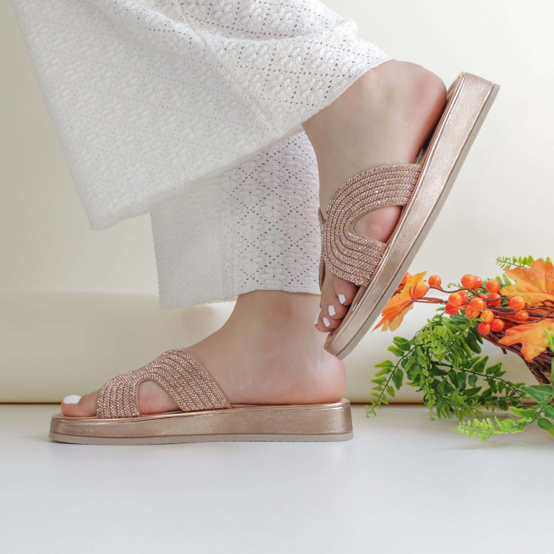 Sandalias Con Plataforma Exterior Piel Vegana Color Oro Para Mujer De Rbcollection