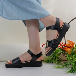 Foto 1 | Sandalias Con Plataforma Exterior Piel Vegana Color Negro Para Mujer De Rbcollection