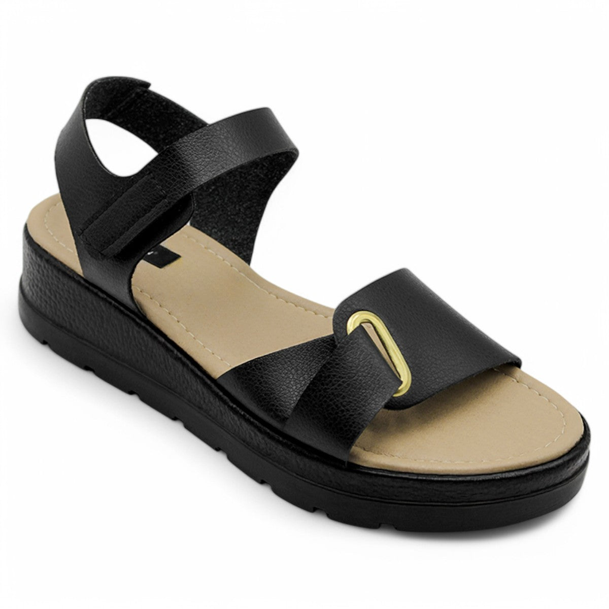 Foto 3 pulgar | Sandalias Con Plataforma Exterior Piel Vegana Color Negro Para Mujer De Rbcollection