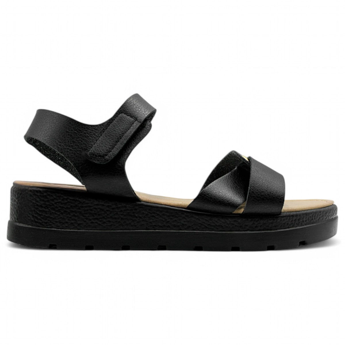 Foto 4 pulgar | Sandalias Con Plataforma Exterior Piel Vegana Color Negro Para Mujer De Rbcollection