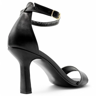 Foto 4 | Sandalia Con Tacón Exterior Piel Vegana Color Negro Para Mujer De Rbcollection