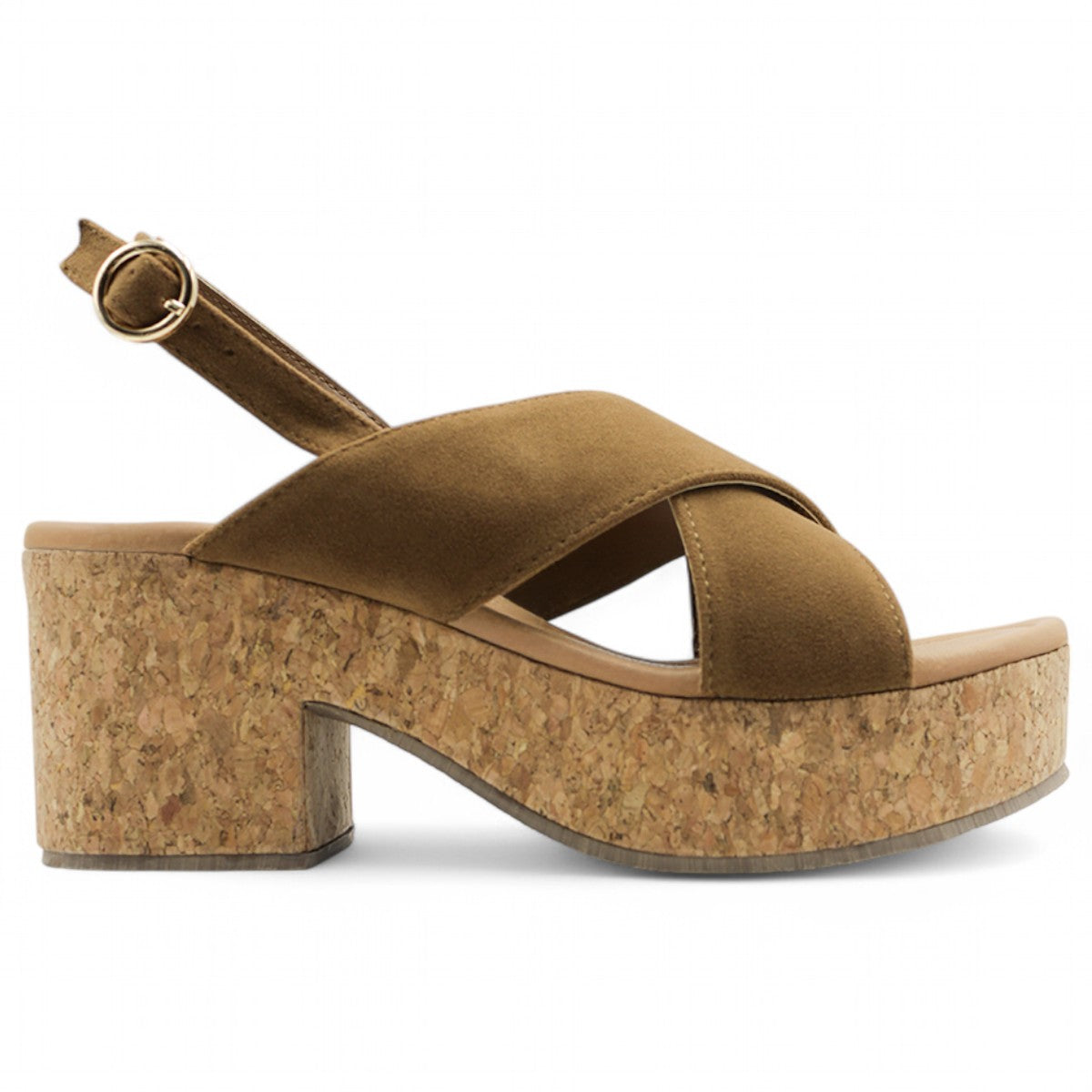 Foto 4 pulgar | Sandalia Con Tacón Exterior Textil Color Café Para Mujer De Rbcollection