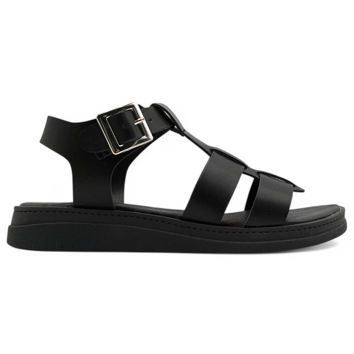 Foto 4 pulgar | Sandalias Con Plataforma Exterior Piel Vegana Color Negro Para Mujer De Rbbasics