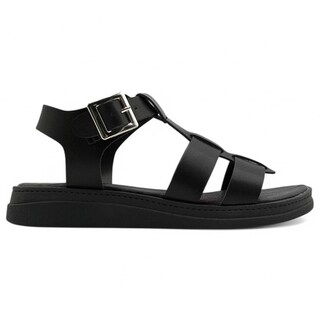 Foto 3 | Sandalias Con Plataforma Exterior Piel Vegana Color Negro Para Mujer De Rbbasics