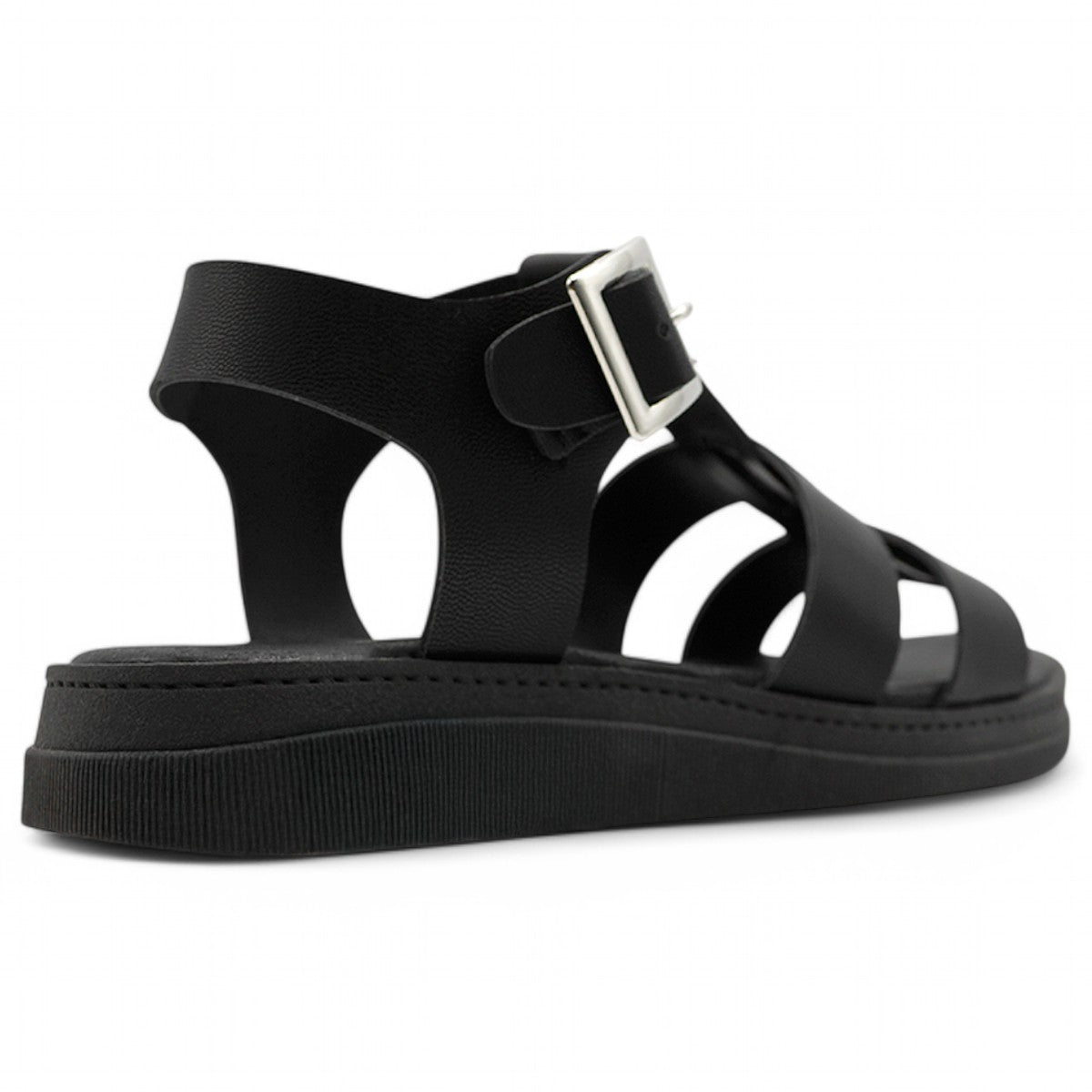 Foto 5 pulgar | Sandalias Con Plataforma Exterior Piel Vegana Color Negro Para Mujer De Rbbasics