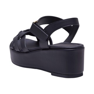 Foto 3 | Plataforma Calzado Watanabe Color Negro Trenzada Piel