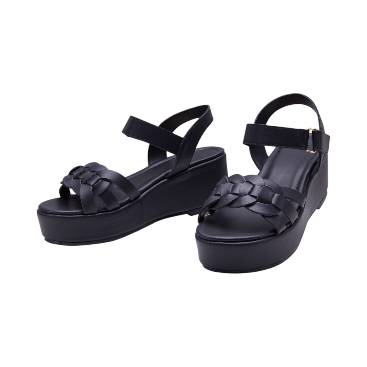 Foto 4 | Plataforma Calzado Watanabe Color Negro Trenzada Piel